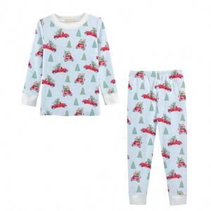 NEW BABY CLUB CHIC boy's santa is coming printed kid pajama set in white